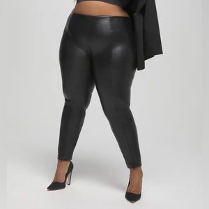 NWOT good American BOSS HIGH WAIST FAUX LEATHER LEGGINGS IN BLACK001 size 7